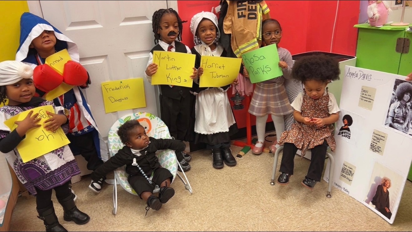Moore Learning Minds children celebrating Black History Month